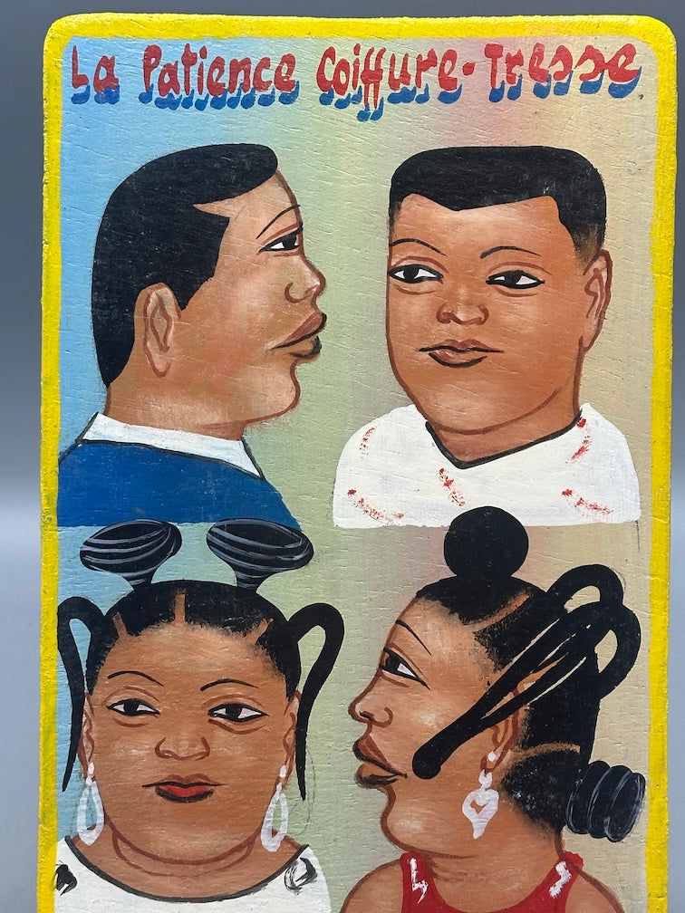 Original Small Beauty Salon Sign Painting on Wood from Benin