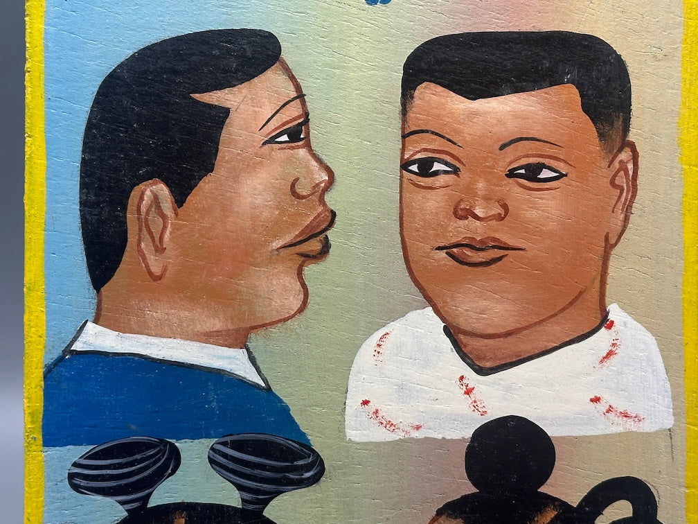 Original Small Beauty Salon Sign Painting on Wood from Benin