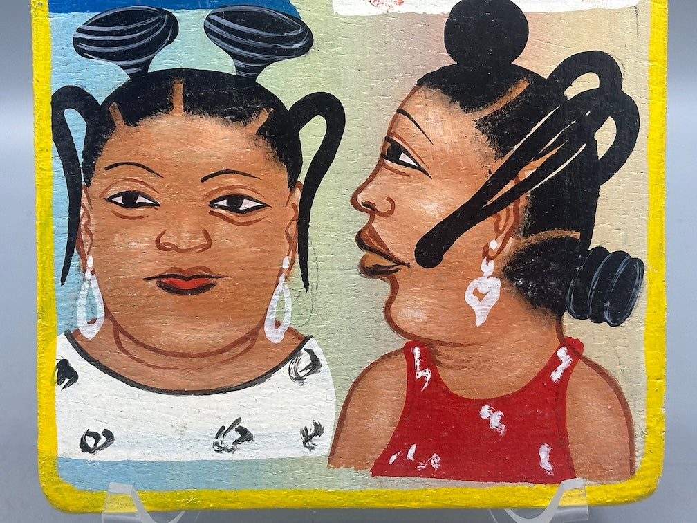 Original Small Beauty Salon Sign Painting on Wood from Benin