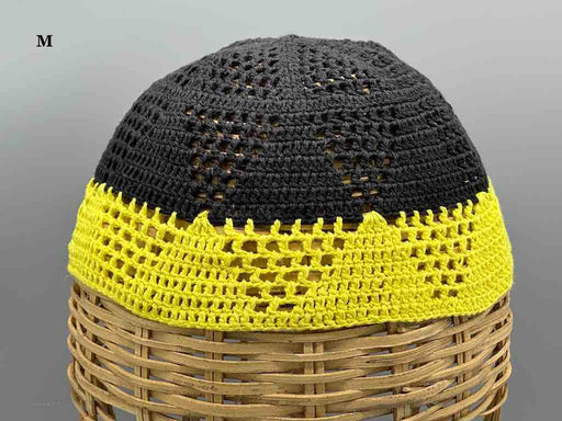 2-color 100% cotton crocheted kufi African men's hat