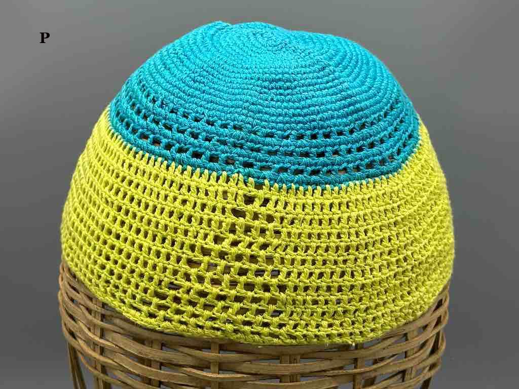 2-color 100% cotton crocheted kufi African men's hat