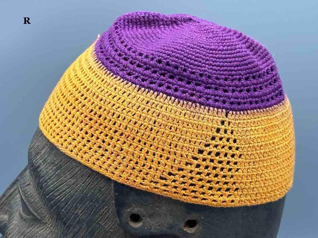 2-color 100% cotton crocheted kufi African men's hat