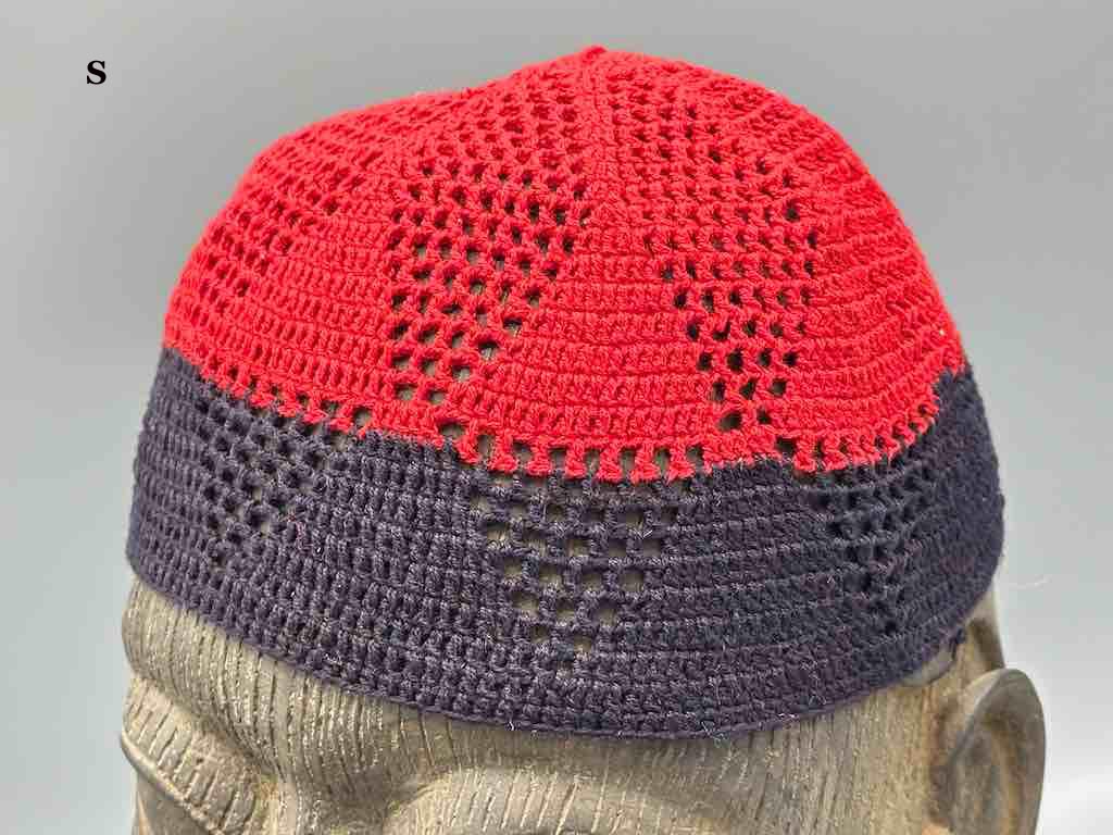 2-color 100% cotton crocheted kufi African men's hat