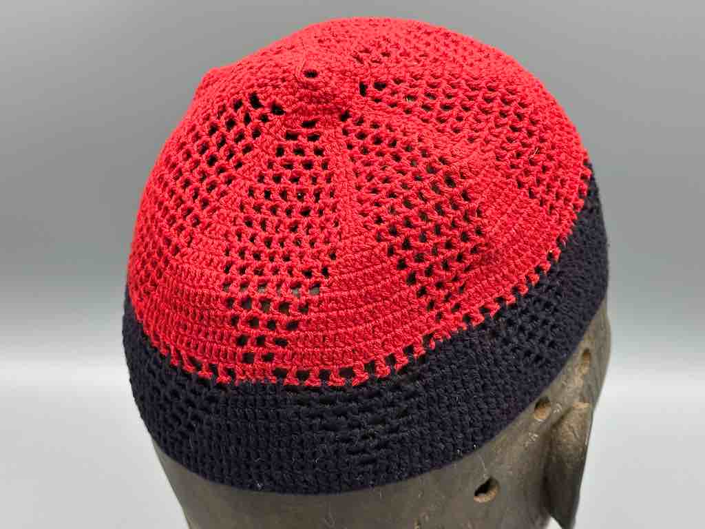 2-color 100% cotton crocheted kufi African men's hat