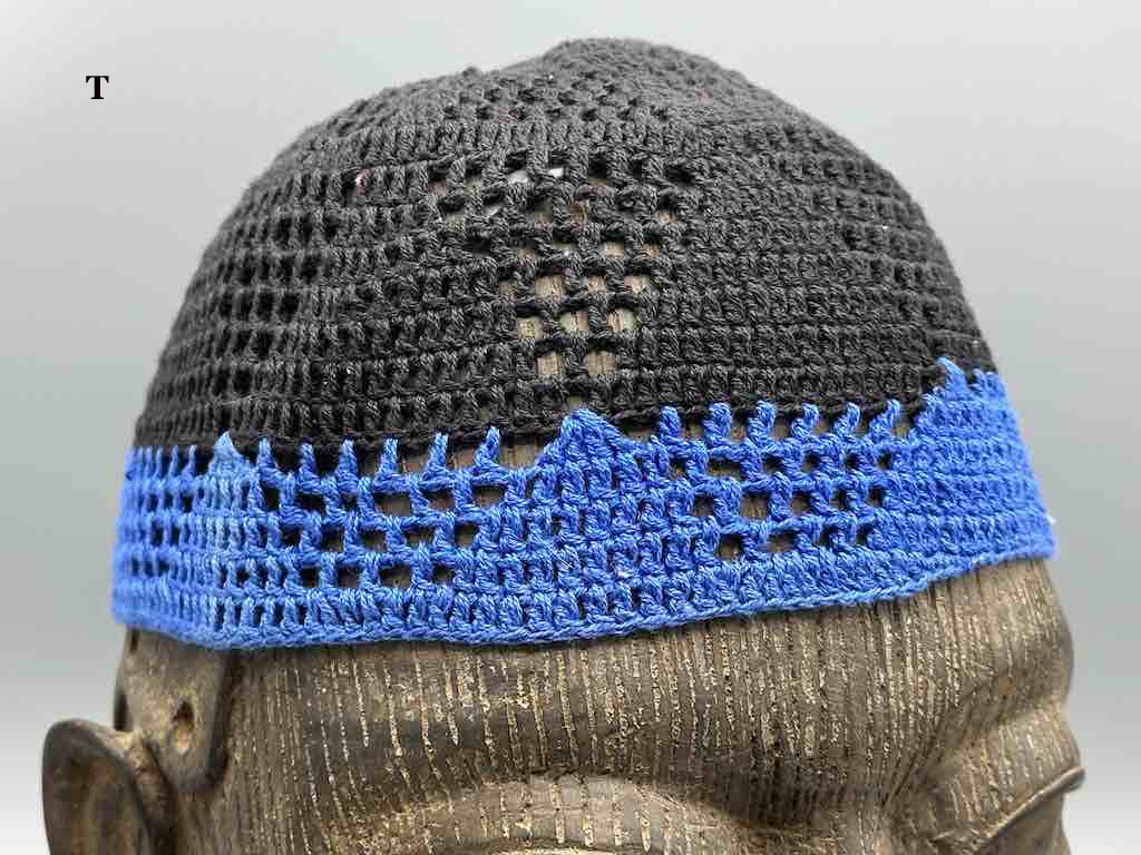 2-color 100% cotton crocheted kufi African men's hat