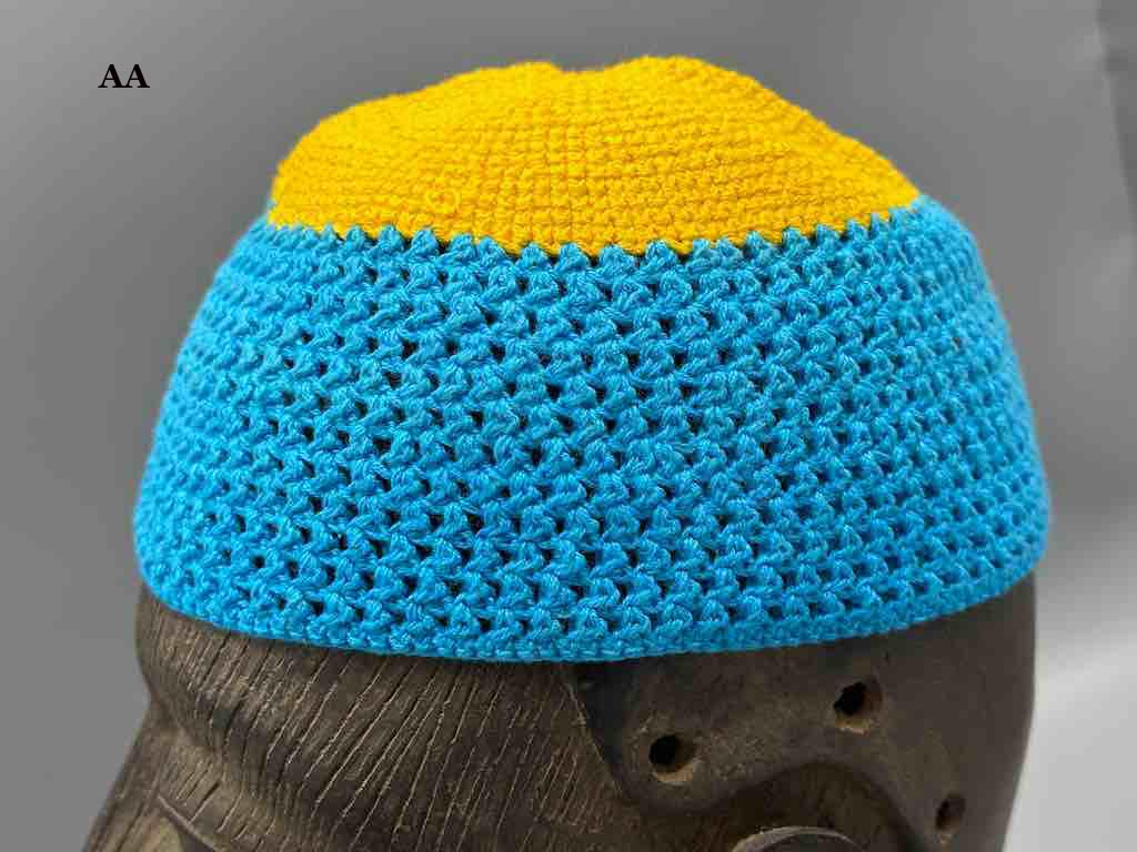 2 or 3-color 100% cotton woven top crocheted kufi African men's hat