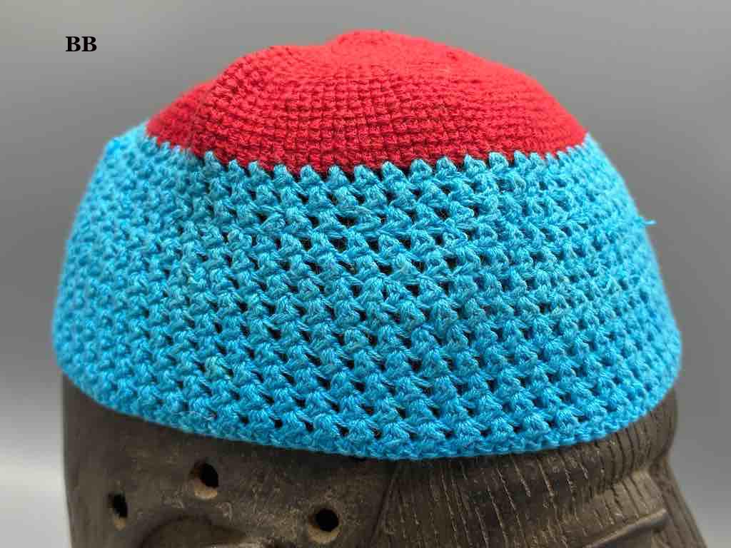 2 or 3-color 100% cotton woven top crocheted kufi African men's hat