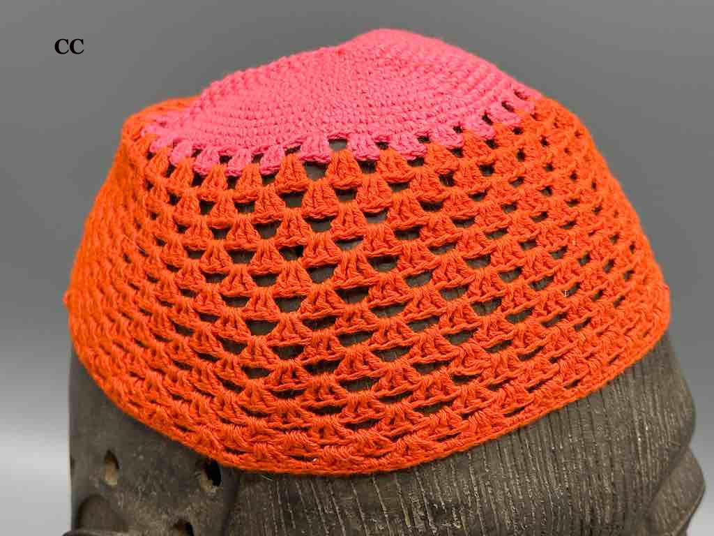 2 or 3-color 100% cotton woven top crocheted kufi African men's hat