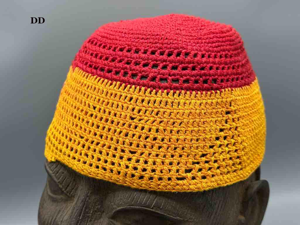 2 or 3-color 100% cotton woven top crocheted kufi African men's hat