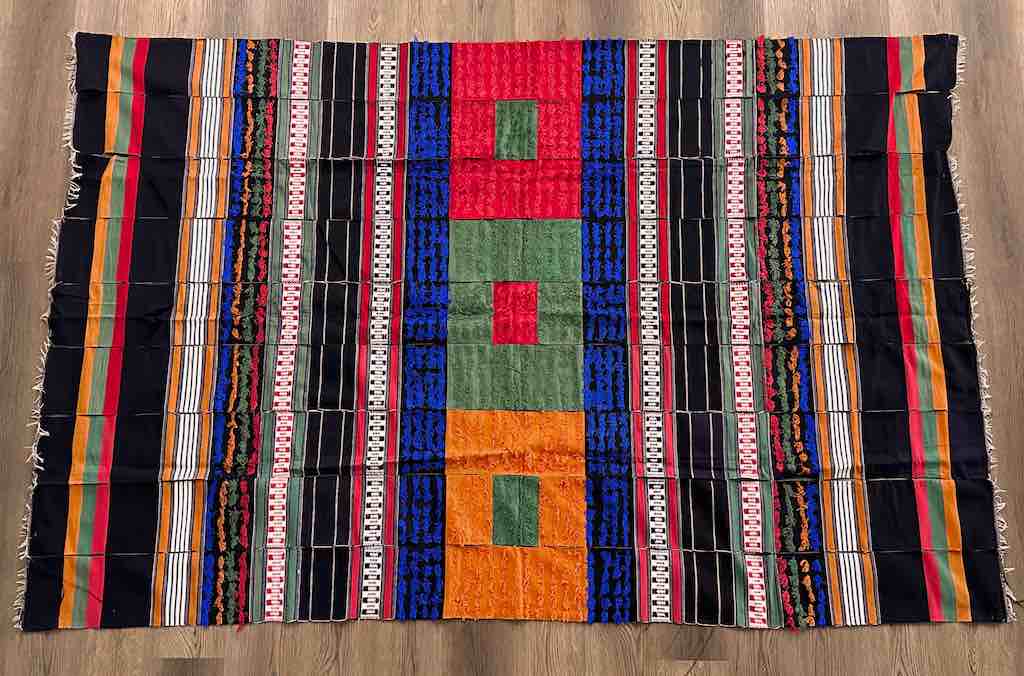 XL Blue, Green, Red Hausa African Unsewn Cotton Textile | 98 x 63