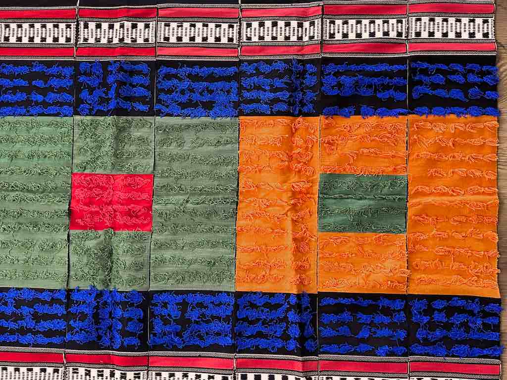 XL Blue, Green, Red Hausa African Unsewn Cotton Textile | 98 x 63"