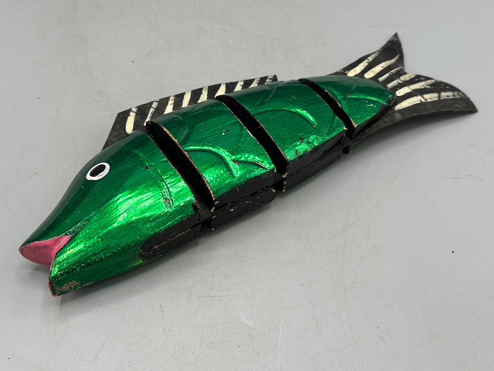 Vietnamese Wooden Fish Articulated Puppet Sculpture