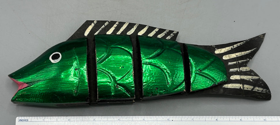 Vietnamese Wooden Fish Articulated Puppet Sculpture