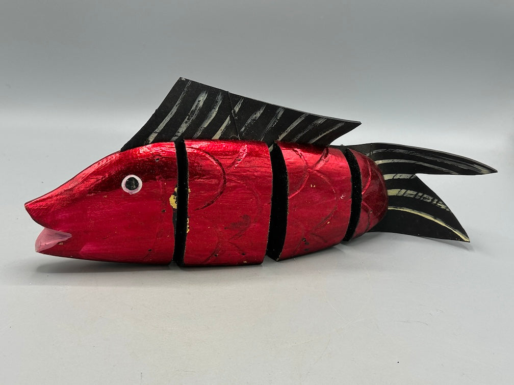 Vietnamese Wooden Fish Articulated Puppet Sculpture