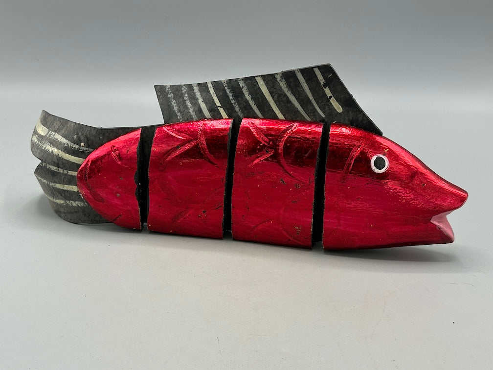 Vietnamese Wooden Fish Articulated Puppet Sculpture