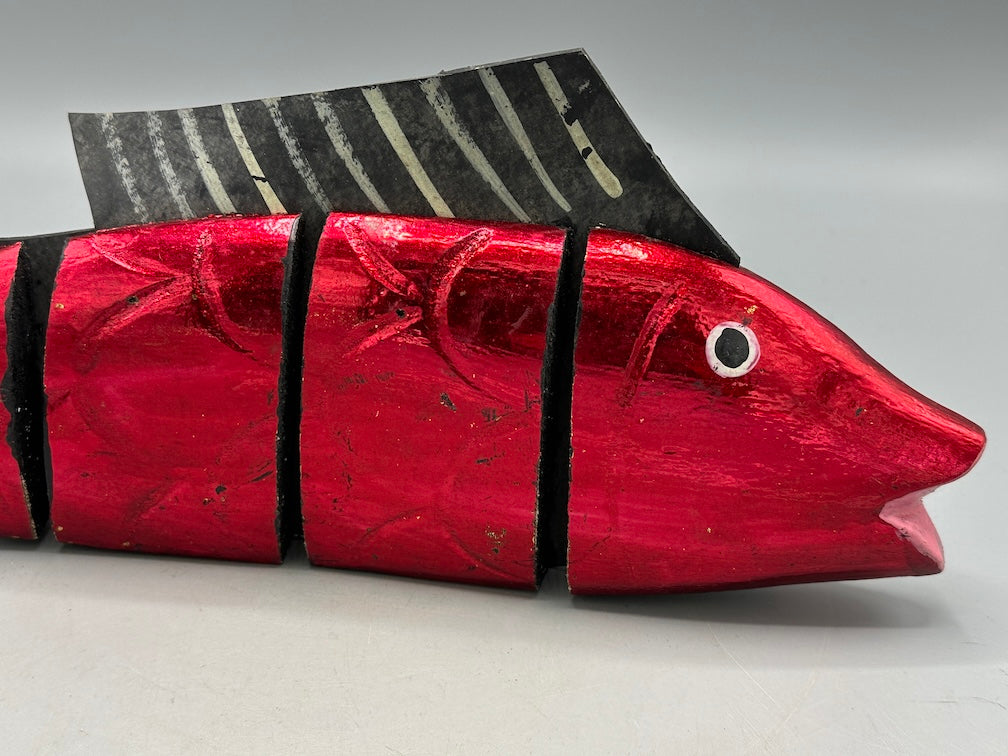 Vietnamese Wooden Fish Articulated Puppet Sculpture