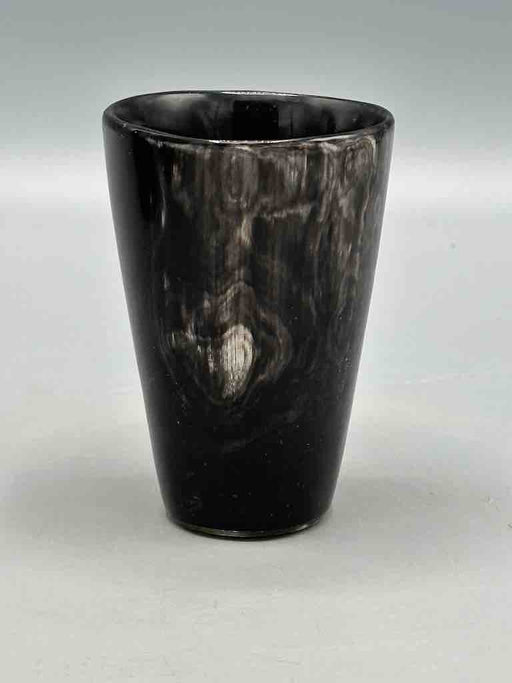 Black w/ White Whisps Small Ankole Cattle Horn Cup - Uganda