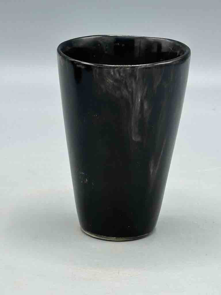 Black w/ White Whisps Small Ankole Cattle Horn Cup - Uganda