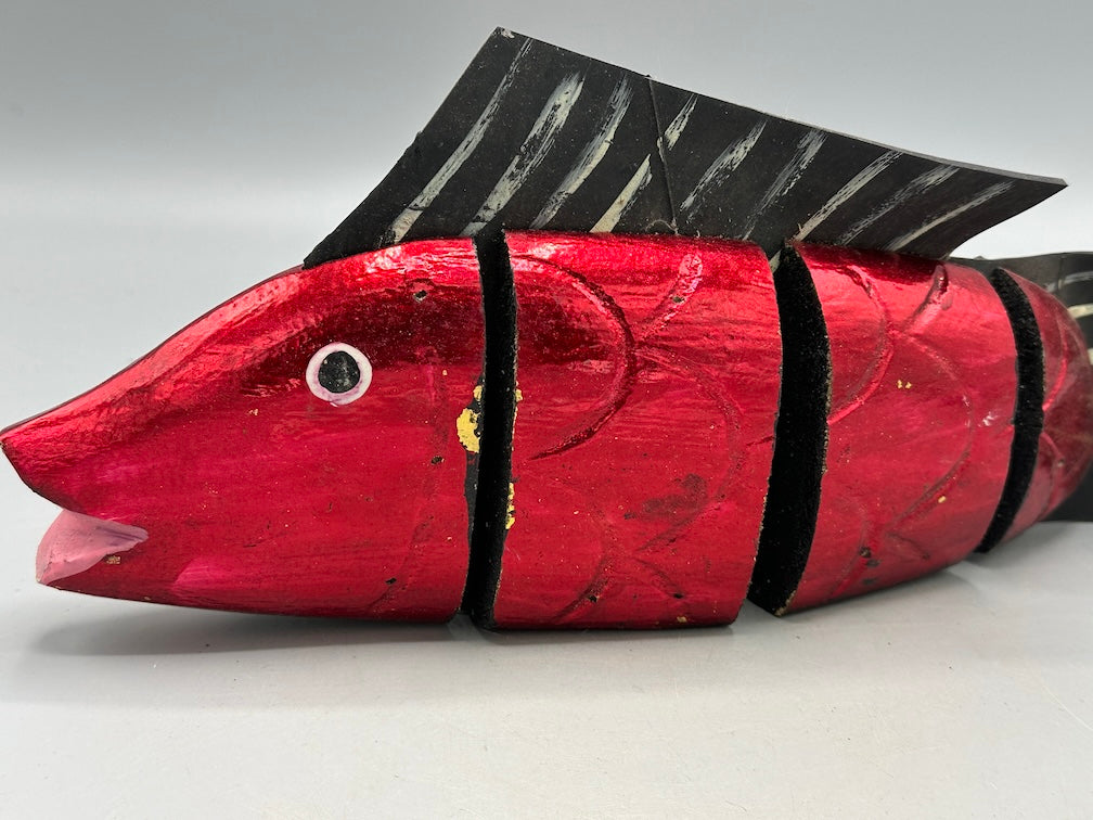 Vietnamese Wooden Fish Articulated Puppet Sculpture