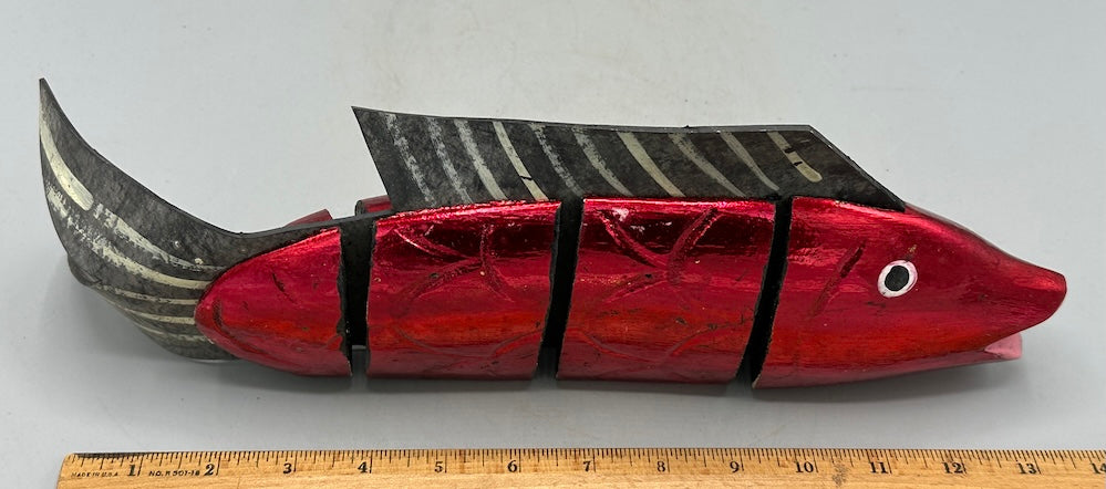 Vietnamese Wooden Fish Articulated Puppet Sculpture