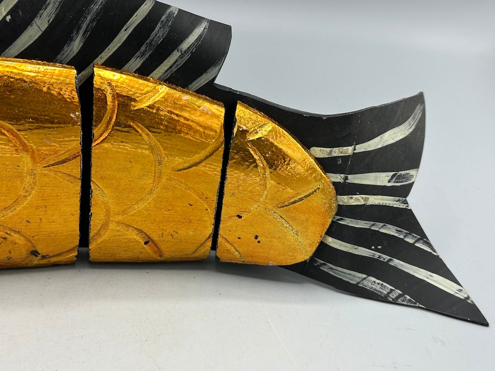 Vietnamese Wooden Fish Articulated Puppet Sculpture