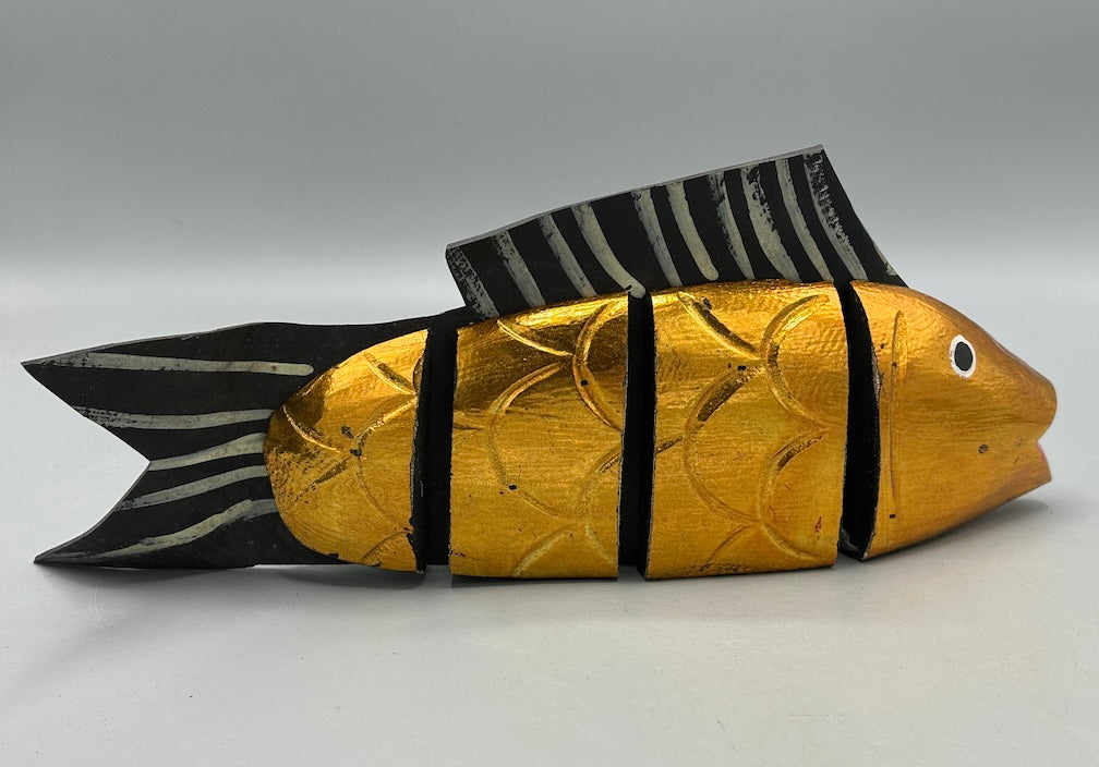 Vietnamese Wooden Fish Articulated Puppet Sculpture