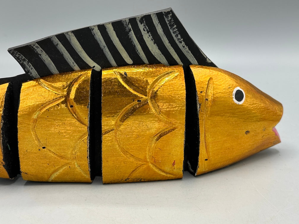 Vietnamese Wooden Fish Articulated Puppet Sculpture