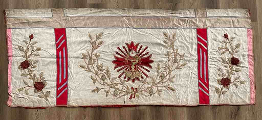 Antique Vietnamese Catholic Red Maltese Cross Design Authentic Ecclesiastical Cloth Altar Textile