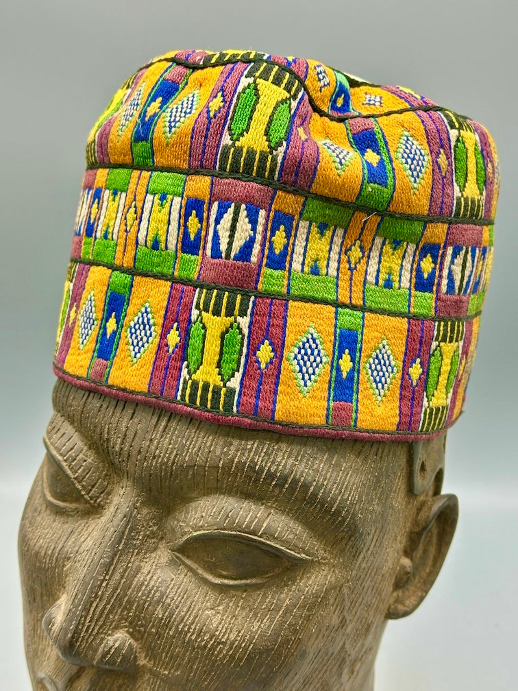 Unique Vintage Handwoven Cotton African Kufi Men's or Women's Hat