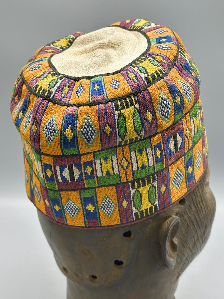 Unique Vintage Handwoven Cotton African Kufi Men's or Women's Hat