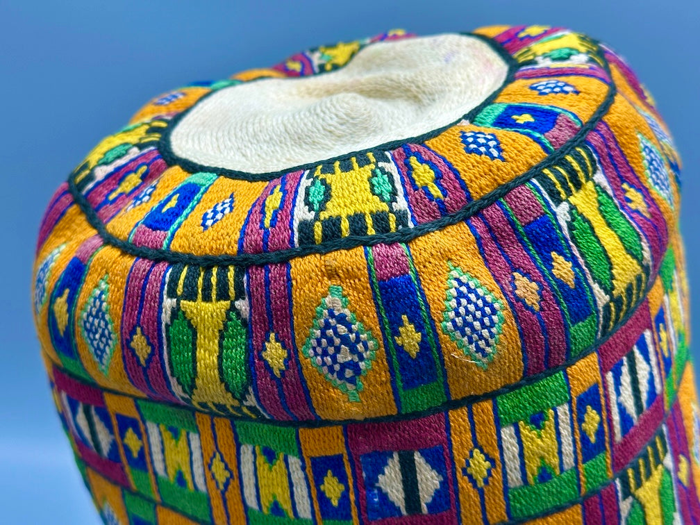 Unique Vintage Handwoven Cotton African Kufi Men's or Women's Hat