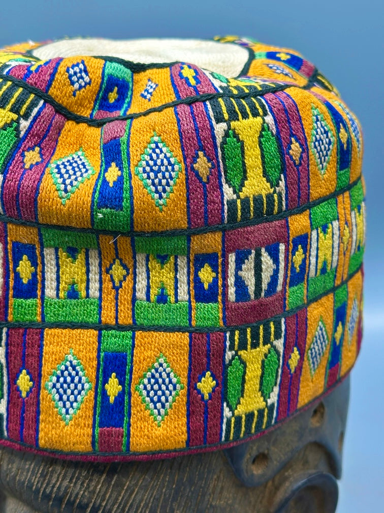 Unique Vintage Handwoven Cotton African Kufi Men's or Women's Hat