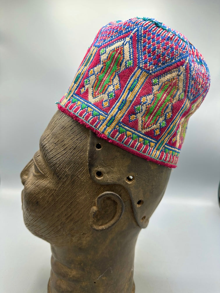 Unique Vintage Handwoven Cotton African Kufi Men's or Women's Hat