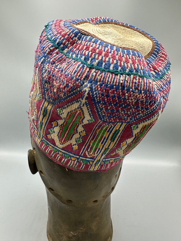 Unique Vintage Handwoven Cotton African Kufi Men's or Women's Hat