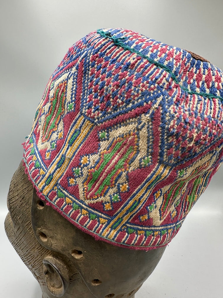 Unique Vintage Handwoven Cotton African Kufi Men's or Women's Hat