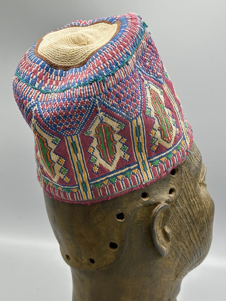 Unique Vintage Handwoven Cotton African Kufi Men's or Women's Hat