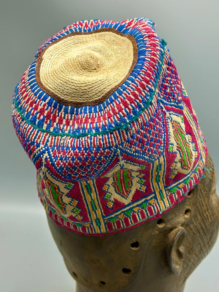 Unique Vintage Handwoven Cotton African Kufi Men's or Women's Hat