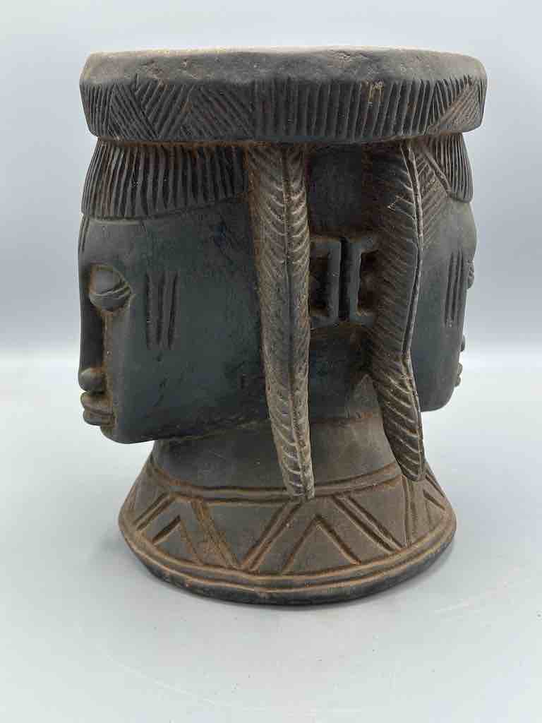 Baule Woman Head Motif Mortar - Mali