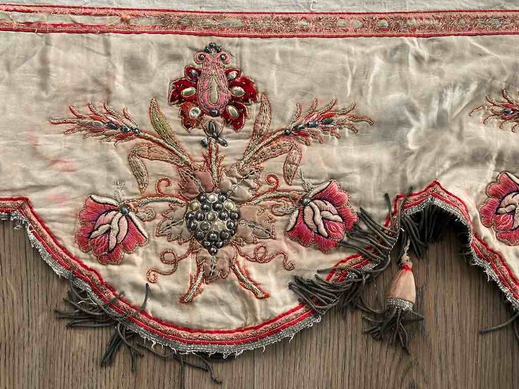 Antique Vietnamese Catholic Sacred Heart Design Authentic Ecclesiastical Cloth Altar Textile