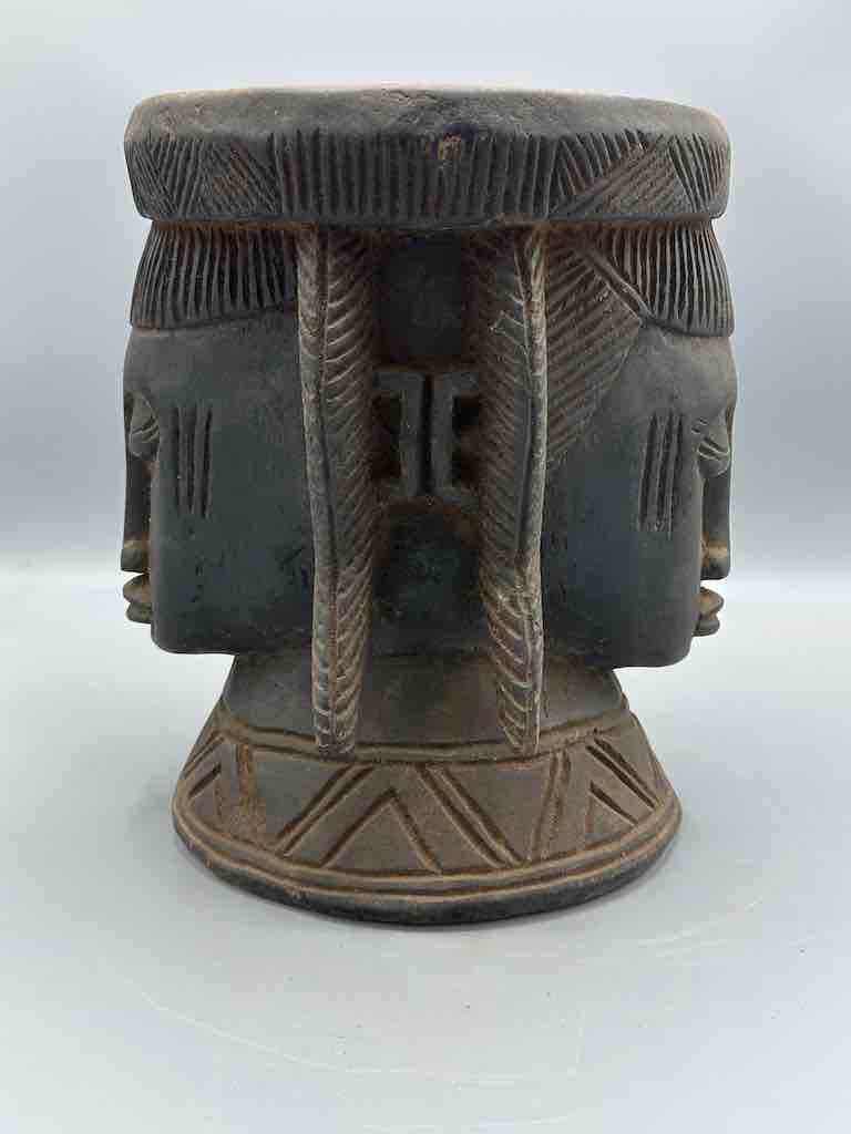 Baule Woman Head Motif Mortar - Mali