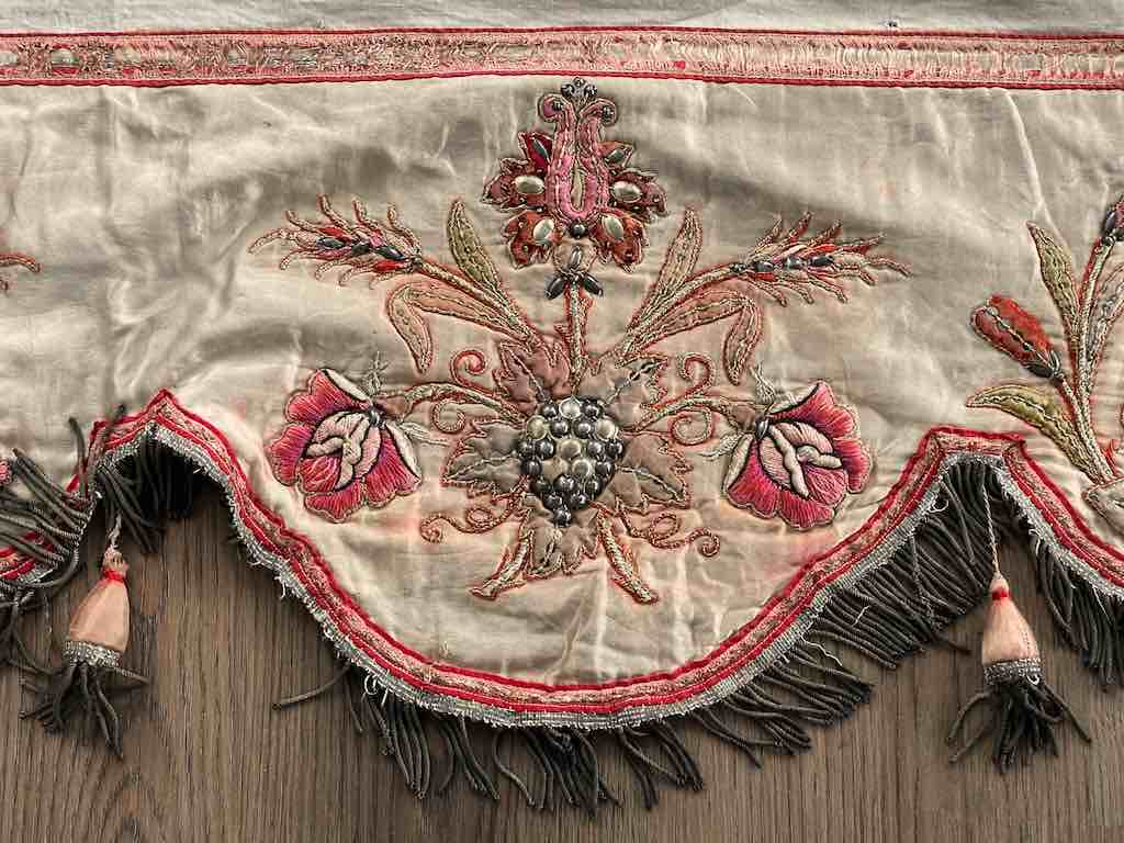 Antique Vietnamese Catholic Sacred Heart Design Authentic Ecclesiastical Cloth Altar Textile