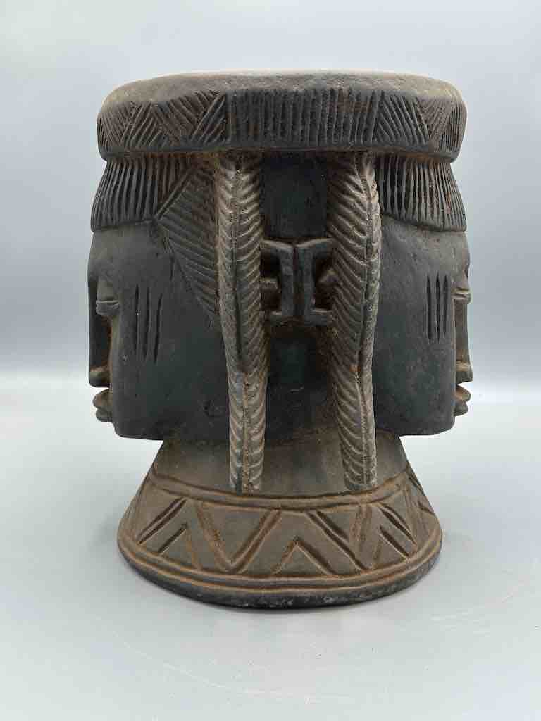 Baule Woman Head Motif Mortar - Mali