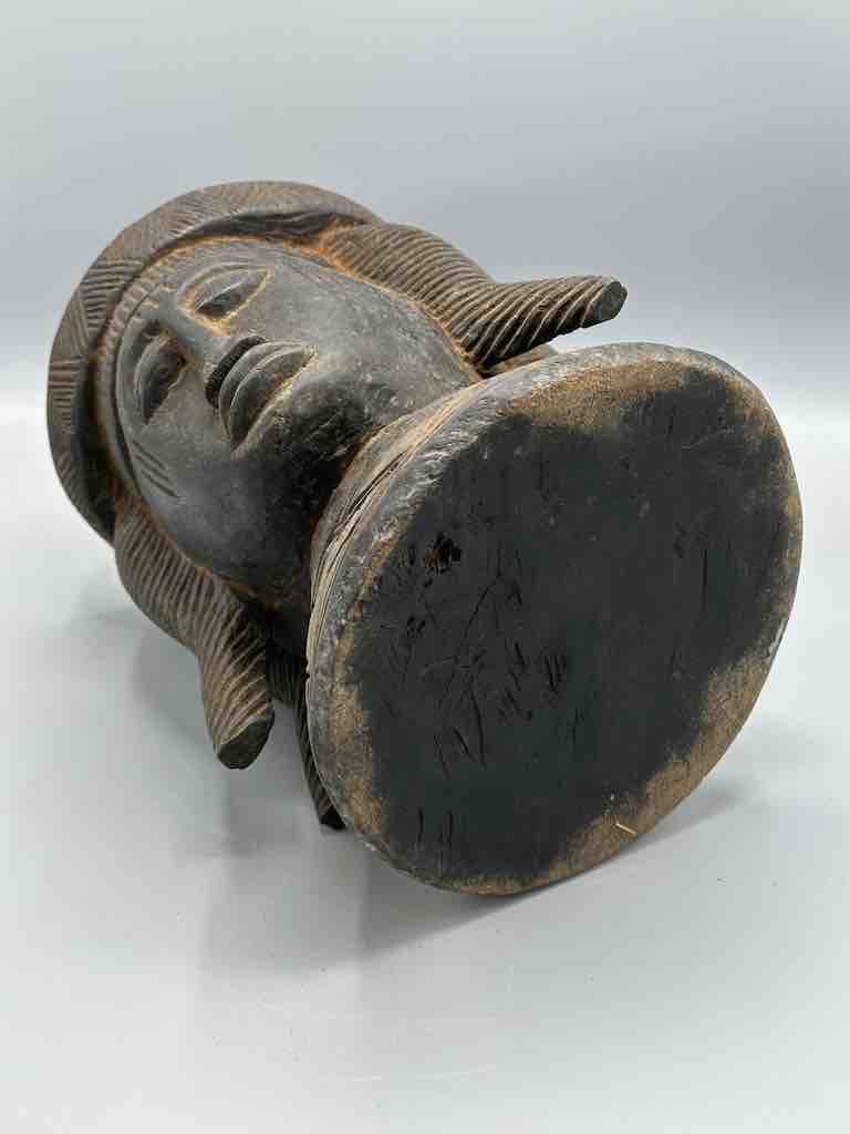 Baule Woman Head Motif Mortar - Mali