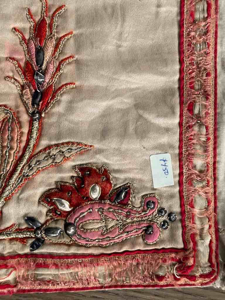 Antique Vietnamese Catholic Sacred Heart Design Authentic Ecclesiastical Cloth Altar Textile