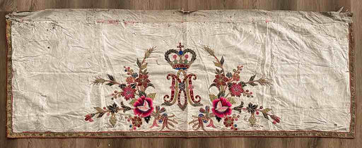 Antique Vietnamese Catholic Marian Cross Design Authentic Ecclesiastical Cloth Altar Textile