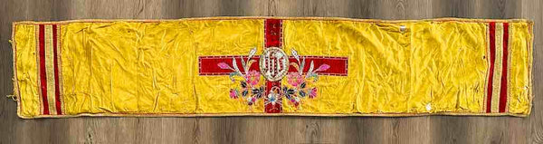 Antique Vietnamese Catholic IHS Design Authentic Ecclesiastical Cloth Altar Textile