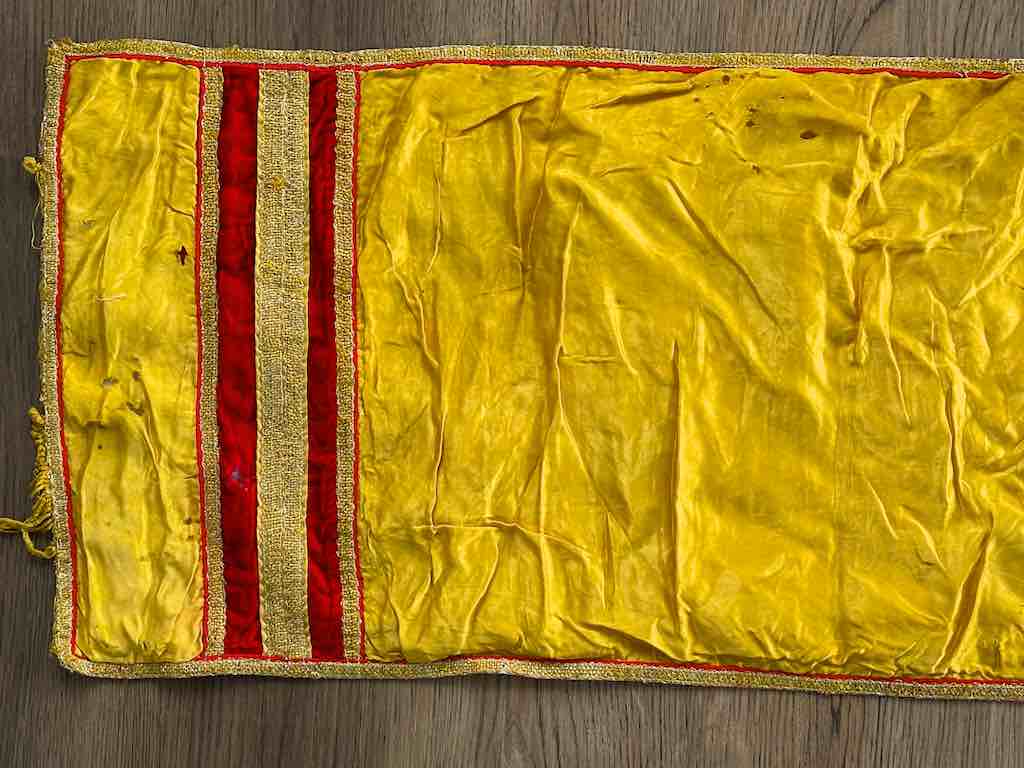 Antique Vietnamese Catholic IHS Design Authentic Ecclesiastical Cloth Altar Textile