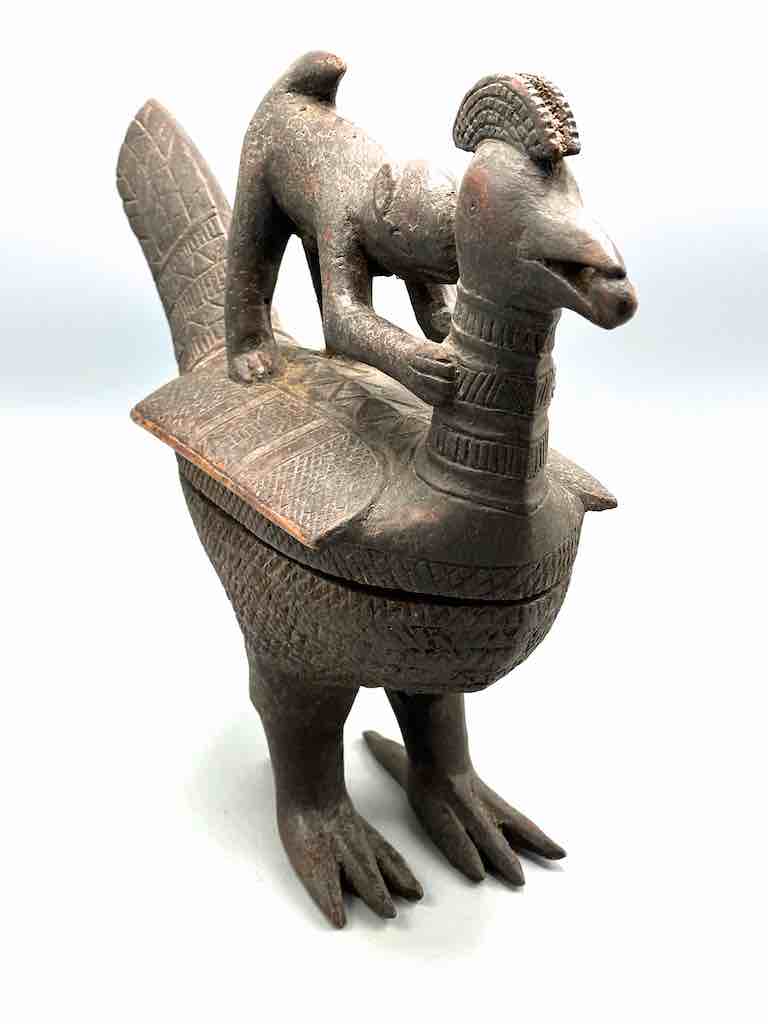 Wooden Chicken & Monkey Ritual Container | Ivory Coast, Africa