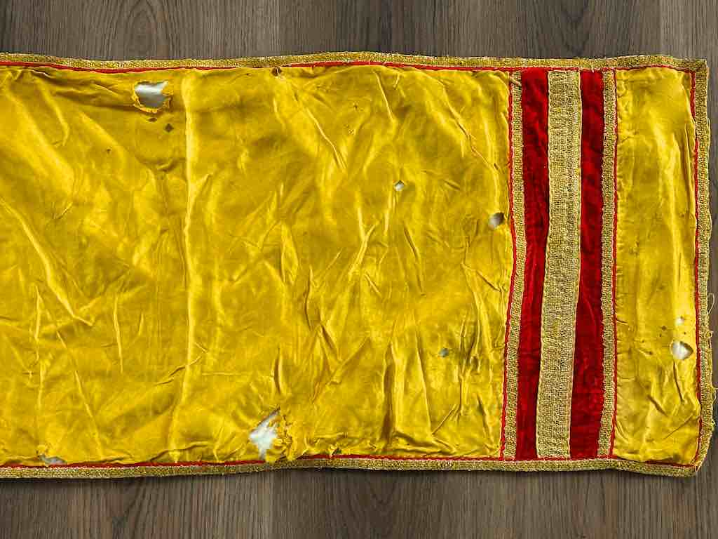 Antique Vietnamese Catholic IHS Design Authentic Ecclesiastical Cloth Altar Textile