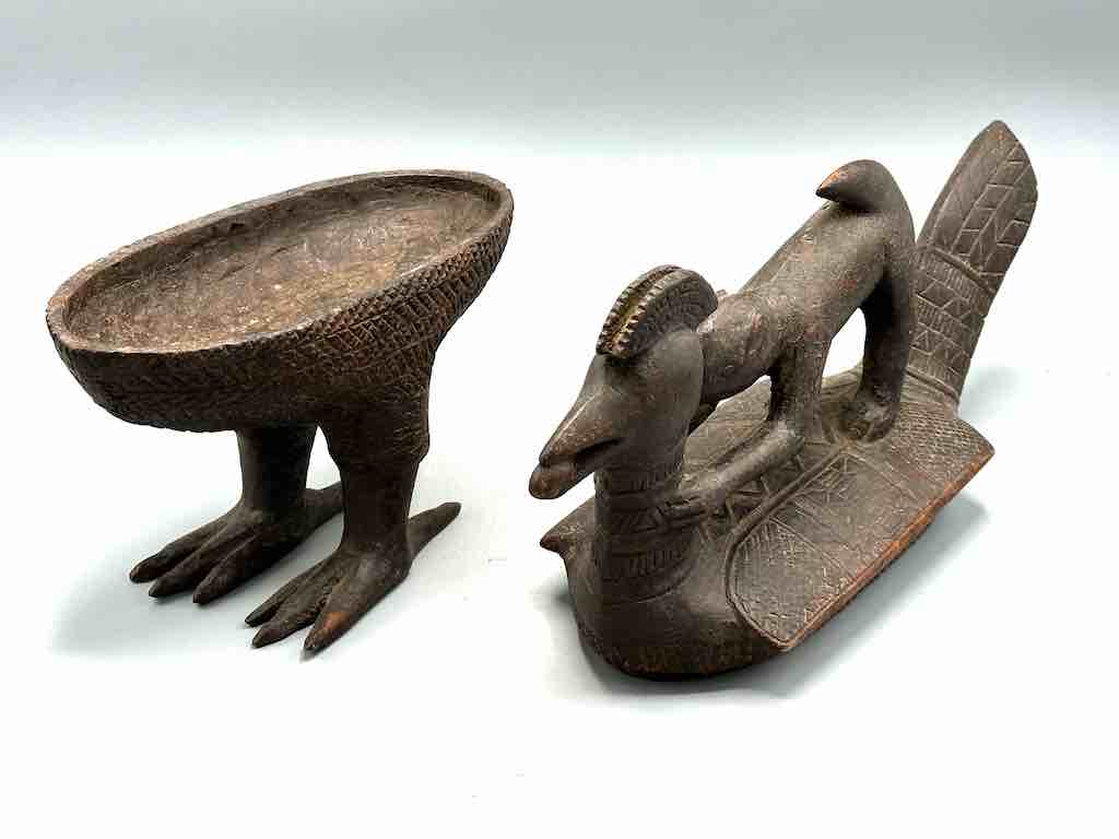 Wooden Chicken & Monkey Ritual Container | Ivory Coast, Africa